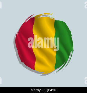 Guinea flag painted with a brush in a rounded style, featuring uneven edges and a swirling appearance. Stock Vector