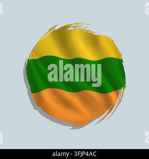 Lithuanian flag painted with a brush in a rounded style, featuring uneven edges and a swirling appearance. Stock Vector