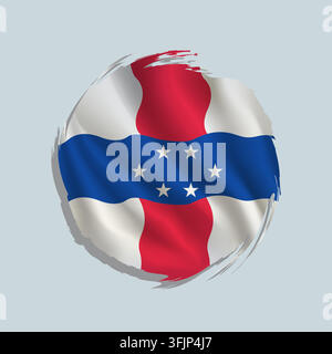 Netherlands Antilles flag painted with a brush in a rounded style, featuring uneven edges and a swirling appearance. Stock Vector
