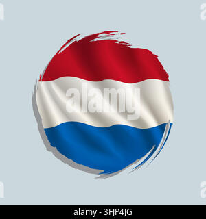 Netherlands flag painted with a brush in a rounded style, featuring uneven edges and a swirling appearance. Stock Vector