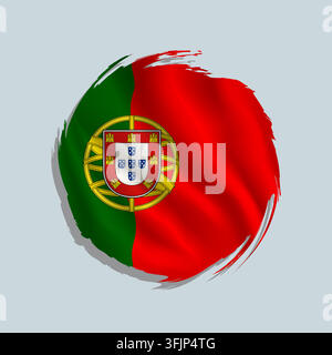 Portugal flag painted with a brush in a rounded style, featuring uneven edges and a swirling appearance. Stock Vector