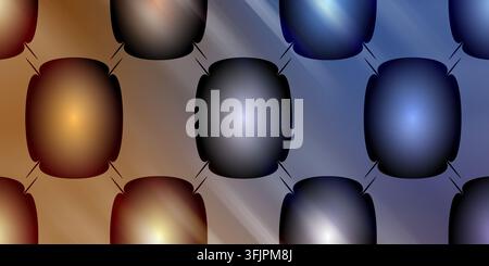 A modern abstract pattern featuring 3D rounded metallic shapes connected in a network grid with a smooth gold to blue color gradient background. Stock Photo