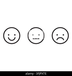Smiley face emotion rating happy neutral sad icon set vector. eps 10. Stock Vector