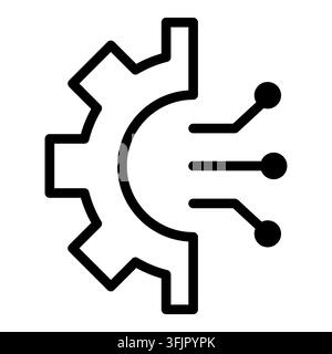Digital smart gear technology automation circuit node icon vector. eps 10. Stock Vector
