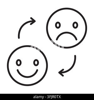 Happy sad mood switch emoji face change feedback icon vector. eps 10. Stock Vector