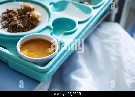 A tray with hospital diet food Stock Photo