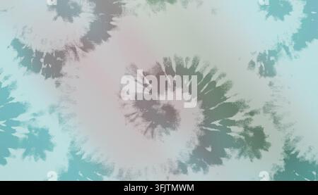 Vibrant abstract tie-dye background featuring swirled patterns in soft pastel green, grey, and pale pink hues with a textured cloth effect. Stock Photo