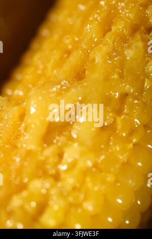 Close Up of Glutinous Waxy Corn Kernels with Sticky Glossy Texture Stock Photo