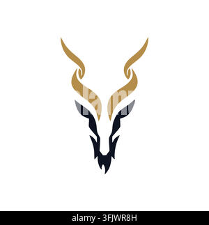 Minimalist Antelope Horns Silhouette Logo Vector for Modern Brand Mark Stock Vector