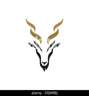 Clean Antelope Gazelle Horns Line Art Logo Vector for Business Stock Vector