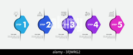 5 Steps Linear Infographic Template Stock Vector