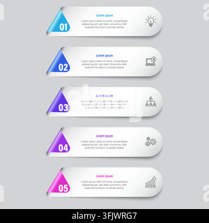 Modern Infographic Banners with 5 Steps and Icons Vector Stock Vector