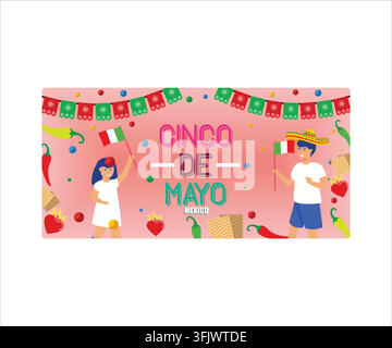 Cinco de mayo background. Happy Cinco de mayo Fiesta. Cinco de mayo celebration. May 5. Flat vector modern illustration Stock Vector