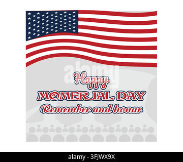 Happy anniversary. Greeting card with flags and soldiers. American national holiday event. flat vector modern illustration Stock Vector