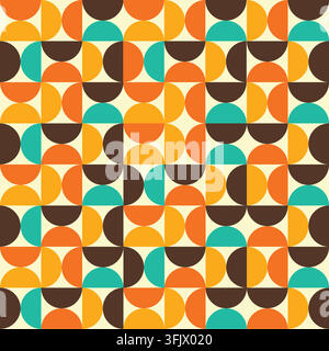 Seamless 1970s Retro Geometric Pattern Background Stock Vector