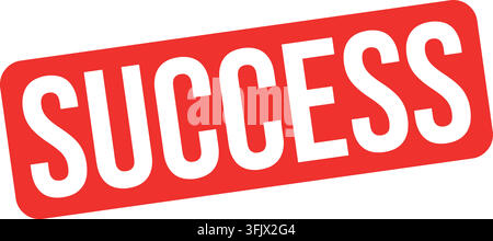 A red rectangular stamp with the word SUCCESS in white capital letters on a white background. Stock Vector