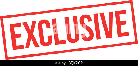 A red rectangular stamp graphic with the word "EXCLUSIVE" is prominently displayed on a clean white background. Stock Vector