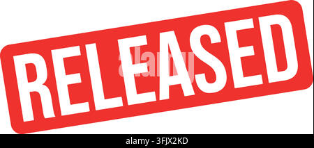 A red rectangular stamp with the word "RELEASED" in white capital letters is displayed on a plain white background. Stock Vector