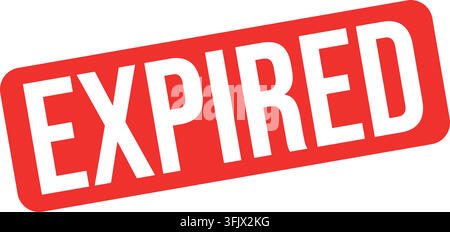 A red rectangular stamp with rounded corners displays the word "EXPIRED" in bold white uppercase letters on a clean white background. Stock Vector