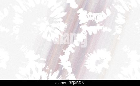 Seamless pattern with white abstract dandelions set over a soft textured pink and purple diagonal gradient background with fine grain. Stock Photo