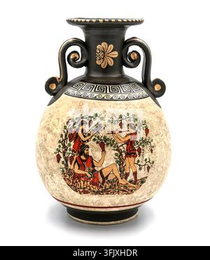 Antique Greek amphora vase isolated on white background Stock Photo