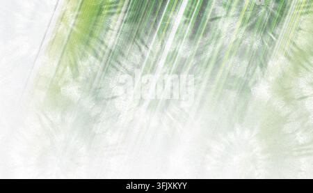 An abstract textured background featuring diagonal and vertical green light rays fading into a white grainy surface. Stock Photo