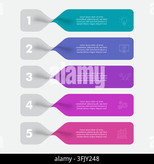 3D Ribbon Fold Infographic Banner Set Stock Vector