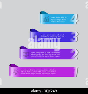 3D Ribbon Infographic Banner Set Stock Vector