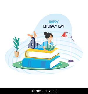 8th September Celebration of International Literacy Day. Flat vector modern illustration Stock Vector