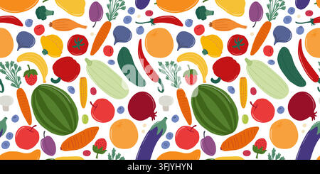 Seamless pattern with fruits and vegetables Stock Vector