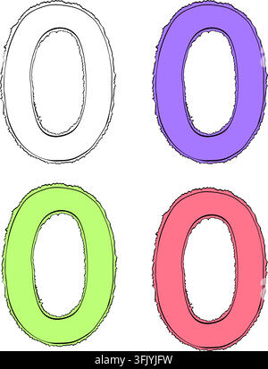 Balloons number zero Isolated icon hand drawn illustration. Vector graphic line ink art. air balloon. Helium balloons. Party, birthday, celebrate anni Stock Vector
