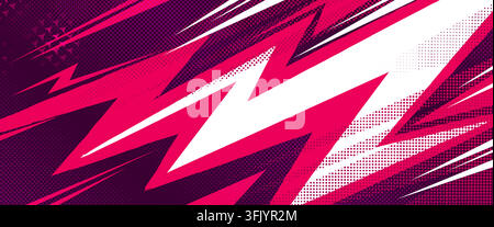 Dynamic sport background with abstract halftone patterns. Vector illustration of geometric shapes and vibrant pink textures creating energetic motion effect for modern athletic design projects Stock Vector