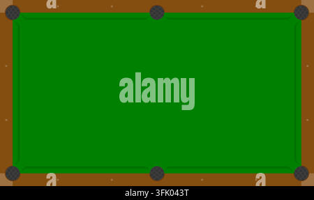 Billiard Pool Table Top View Green Felt Flat Vector Mockup Template Stock Vector