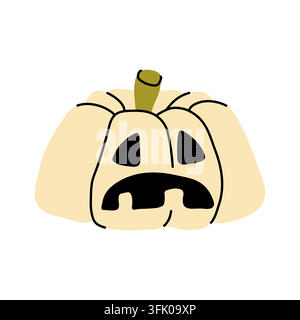 Sad white Halloween pumpkin clipart for cute holiday card design Stock Vector
