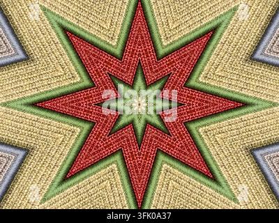 Abstract symmetrical star shaped textile pattern creating a vibrant geometric background Stock Photo