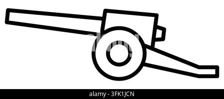 A black and white drawing of a cannon. The cannon is drawn in a very simple style, with no shading or detail. Editable Stroke Stock Vector