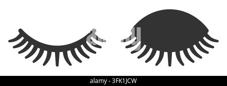Minimalist eye and eyelash icons in black and white design Stock Vector