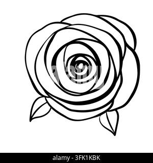 Floral silhouette art line. Flowers roses in continuous line drawing style. Border with tropical flower. Minimalist black linear sketch. Trendy vector Stock Vector
