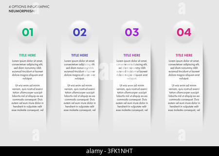4 Options Neumorphism Infographic Stock Vector