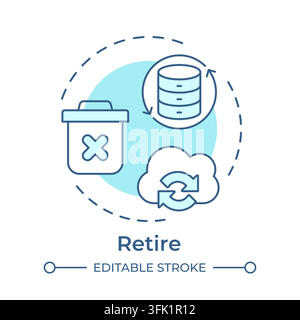 Retire monochrome blue concept icon Stock Vector