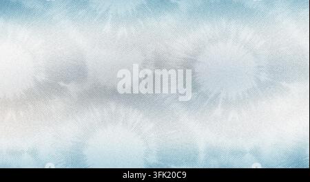 An abstract background featuring a soft blue and white tie-dye inspired circular pattern with a subtle halftone dot texture overlay. Stock Photo