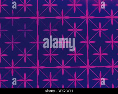 Abstract floral pattern in magenta and navy blue, artistic background. This vibrant design features a repeating floral pattern in contrasting colors, Stock Photo