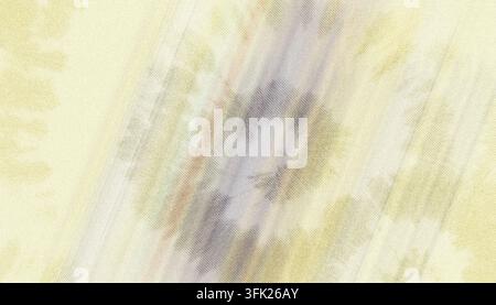 A close-up view of a textured fabric featuring an abstract tie-dye pattern in soft yellow and grey hues, with a subtle diagonal gradient effect. Stock Photo