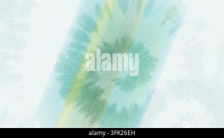 A textured abstract background featuring soft, blurred diagonal stripes in shades of green and blue with a subtle tie-dye effect and fabric-like grain Stock Photo