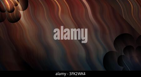 An abstract background featuring warm dark brown, copper, and orange tones with vertical wavy lines and dark floral shapes in opposite corners. Stock Photo