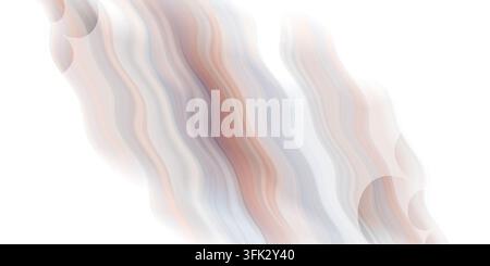 An abstract background featuring soft wavy diagonal stripes in neutral, grey, and peach tones, isolated on a pure white background with subtle circula Stock Photo