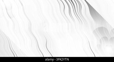 Minimalist light grey and white abstract background with flowing vertical wavy lines and faint flower motifs on the right. Stock Photo