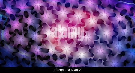 An abstract repeating pattern of overlapping floral shapes with a soft gradient, blending shades of purple, pink, and blue for a smooth background. Stock Photo