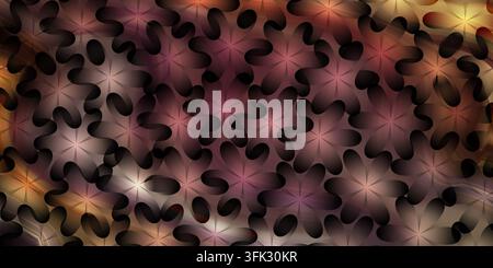 An abstract repeating floral pattern background featuring an interlocking geometric design with multiple stylized flower shapes in purple tones. Stock Photo