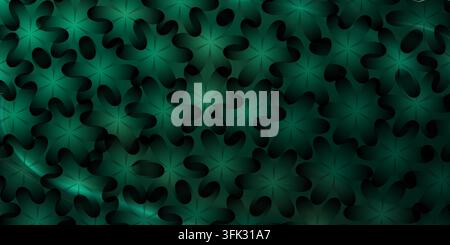 Abstract repeating green floral pattern background with overlapping flower shapes and smooth gradient textures. Stock Photo